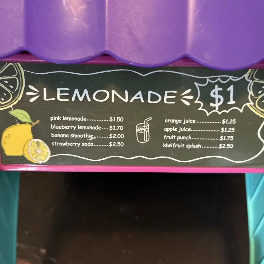 Kids Lemonade Stand Toy Pretend Play Food Drink Stand Summer Mini Playset
